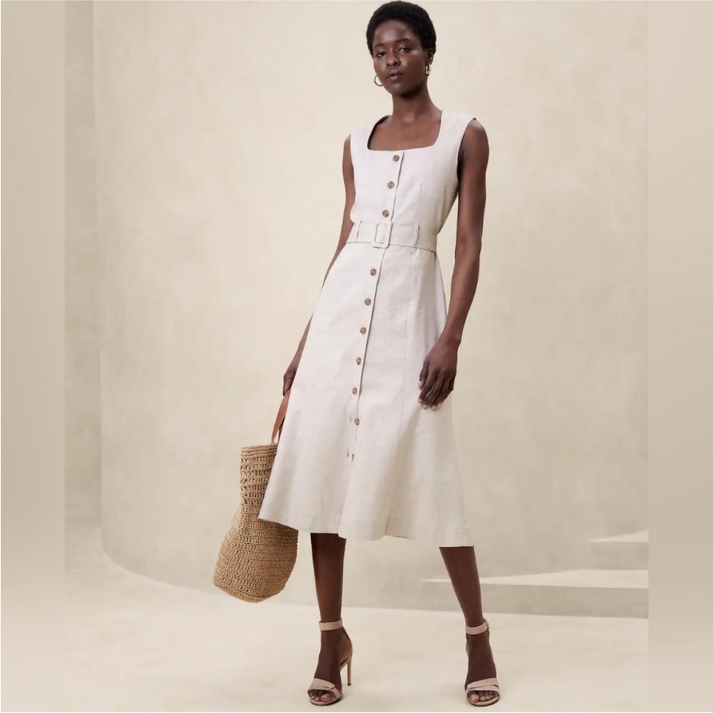 Banana Republic Linen-Blend Button Midi Dress - Picture 7 of 10